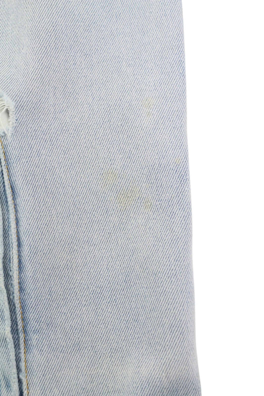 OFF-WHITE vyriška striukė su sunkvežimio tipo 2XL dydžiu, džinsinės mėlynos spalvos, skalbtos, balintos, sudirgusios odos spalva. RRP599 