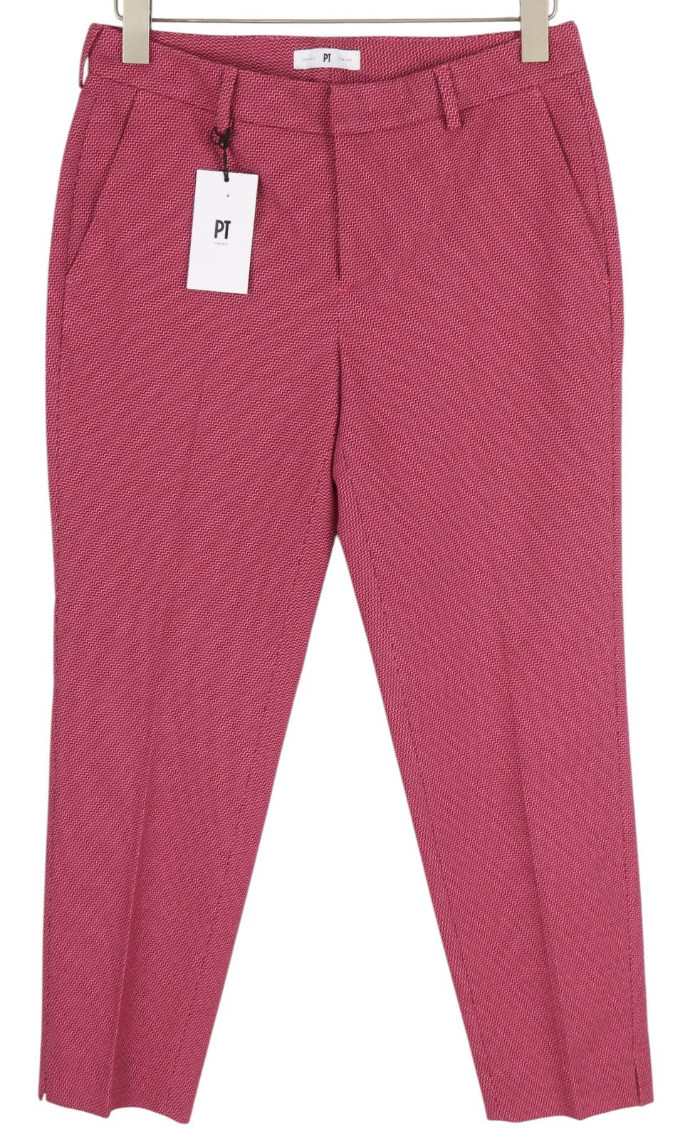 PT TORINO Niujorko moteriškos kelnės 42 W30 violetinės raštuotos iki kulkšnių siaurėjančios 