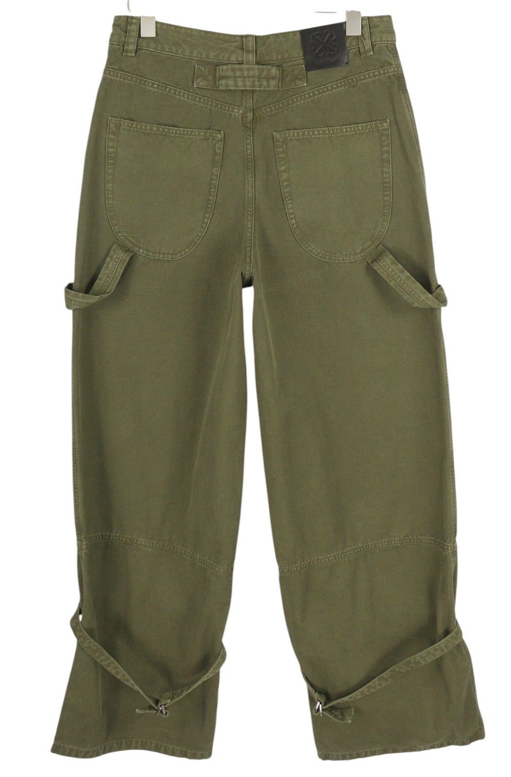 OFF-WHITE Garmdyed Canv Relax Men Jeans W30 Green Button Fly Straight RRP€799