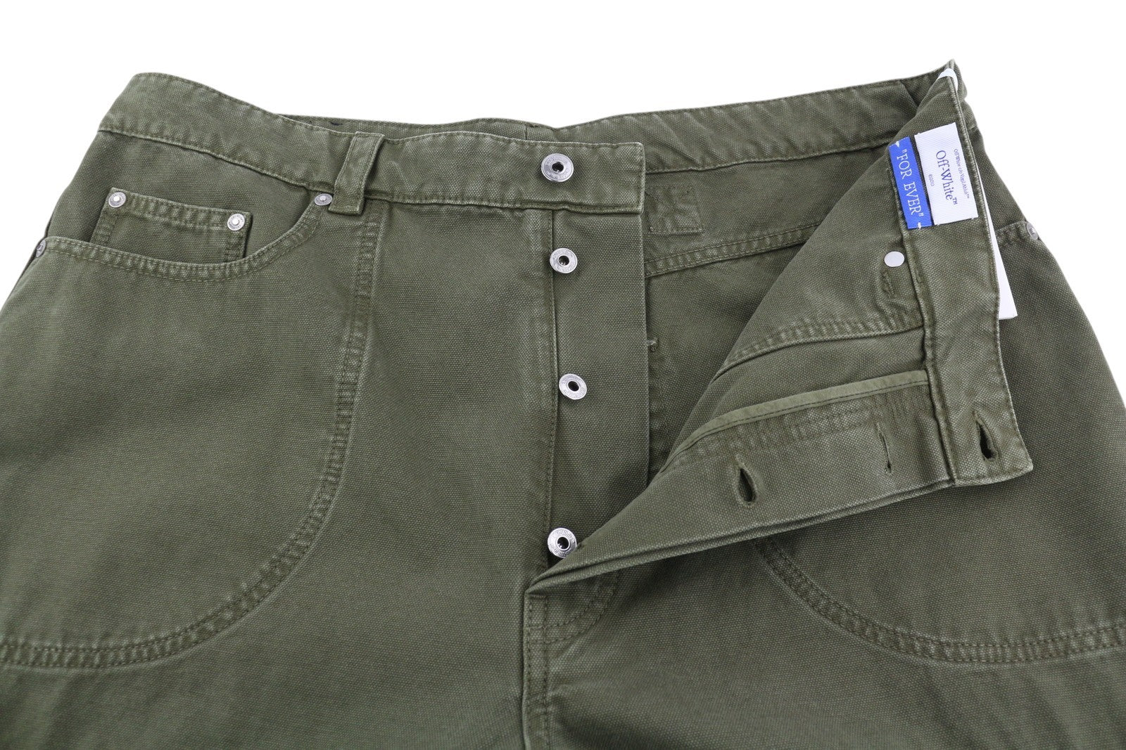 BALTOS VIRGIL ABLOH „Garmdyed Canv Relax“ vyriškos džinsinės kelnės, žalios, 34 cm, rekomenduojama mažmeninė kaina – 799 € 