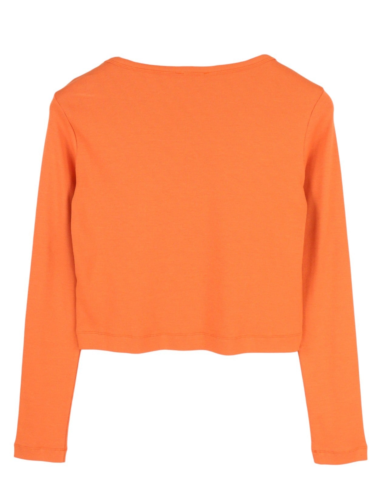 DIESEL T-Ballet-D moteriški marškinėliai, oranžiniai, ilgomis rankovėmis, apvaliu kaklu, trumpinti, tamprūs. 