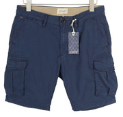 SCOTCH & SODA Men Shorts W30 Blue Cargo Zip Fly 5-Design Pockets Logo Casual