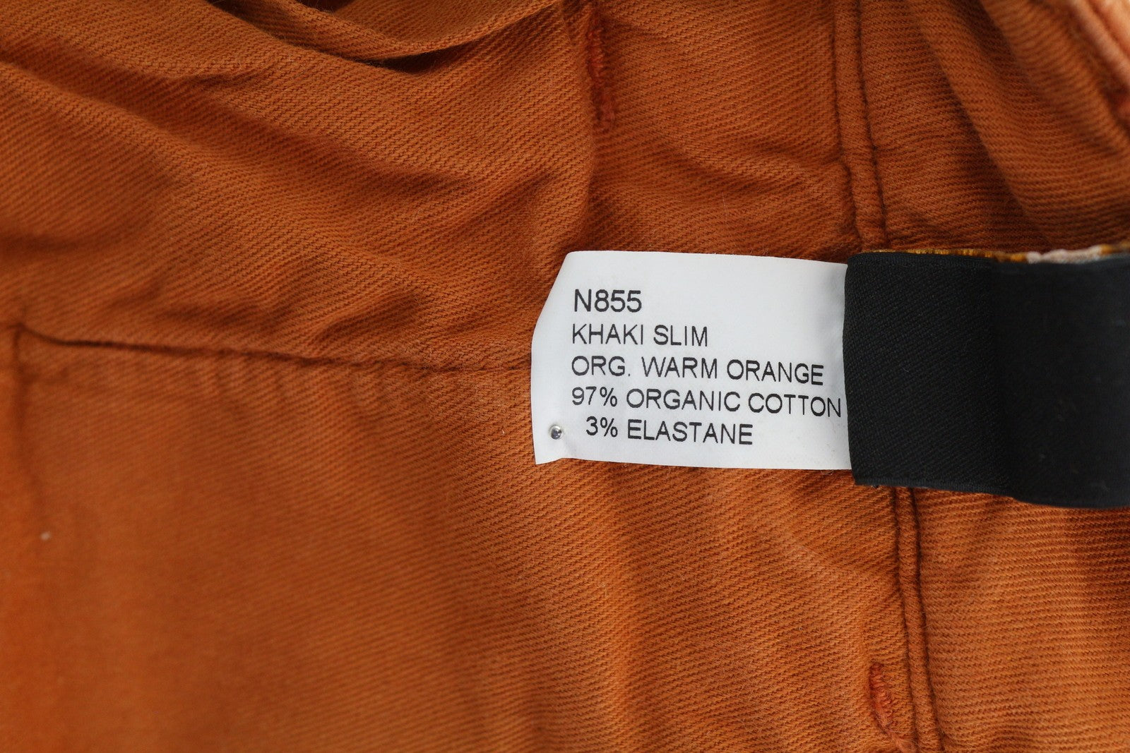 NUDIE JEANS Khaki Slim Org. Šiltos oranžinės vyriškos kelnės W31/L32 Chino su užtrauktuku ir logotipu 