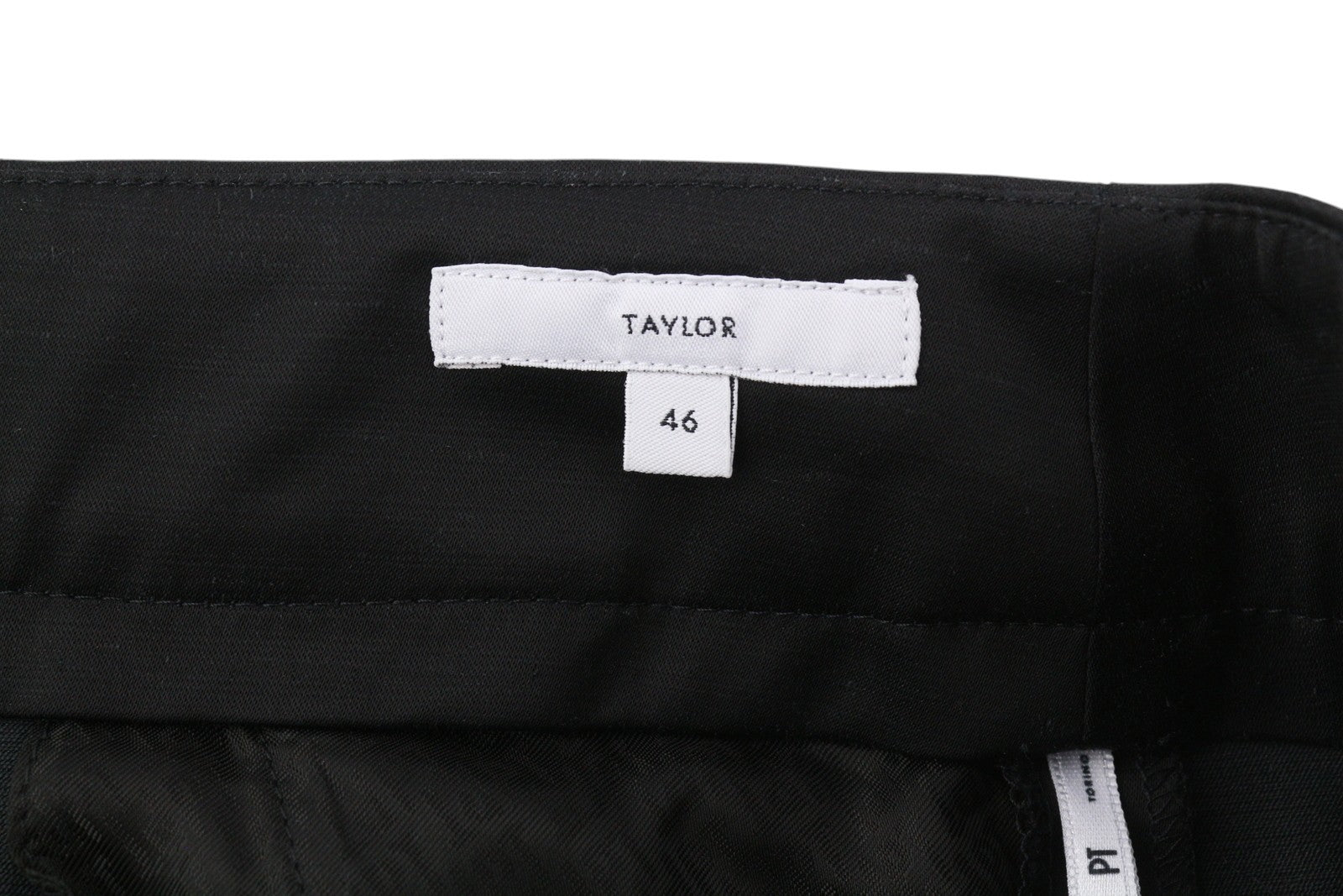 PT TORINO Taylor moteriškos kelnės 46 W33 juodos šilko mišinio aukštu liemeniu platėjančiomis klešnėmis 