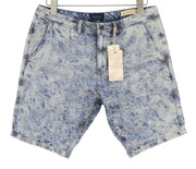 SCOTCH & SODA Men Shorts W32 Chino Washed Blue Embroidered Zipper Logo Casual