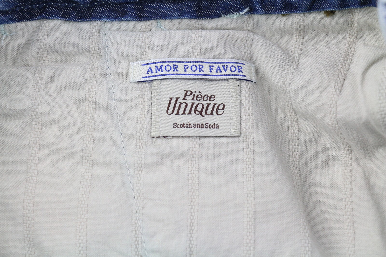 SCOTCH & SODA Men Shorts W32 Chino Washed Blue Embroidered Zipper Logo Casual