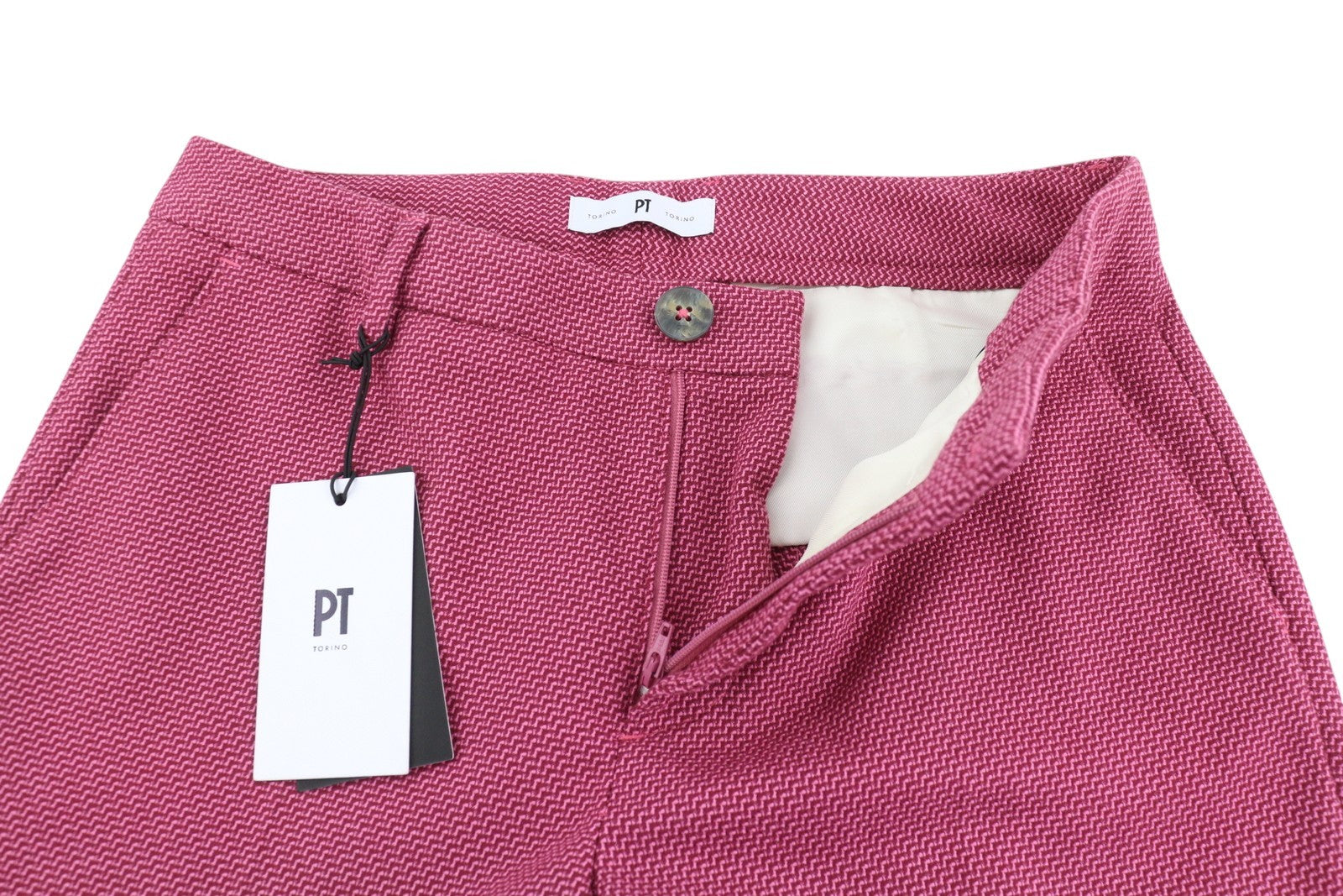 PT TORINO Elsa moteriškos kelnės 40 W28 violetinės raštuotos plataus kirpimo kelnės su užtrauktukais 