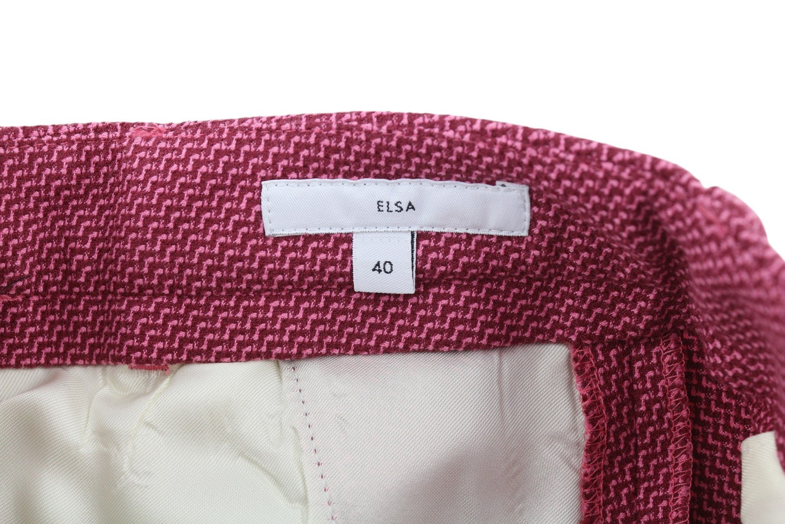 PT TORINO Elsa moteriškos kelnės 40 W28 violetinės raštuotos plataus kirpimo kelnės su užtrauktukais 