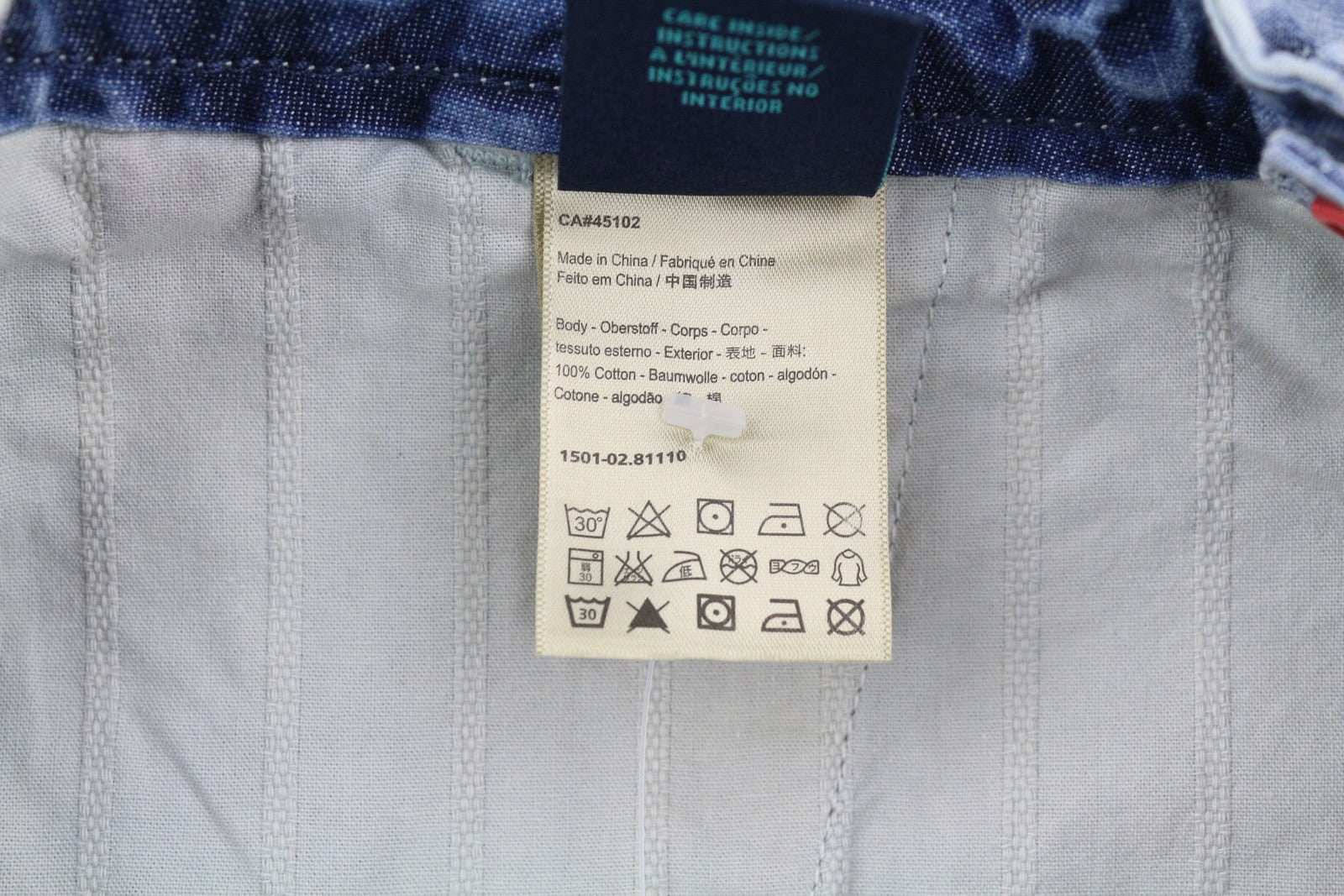 SCOTCH &amp; SODA vyriški šortai W32 Chino, skalbtos mėlynos spalvos, siuvinėtas užtrauktukas su logotipu laisvalaikiui