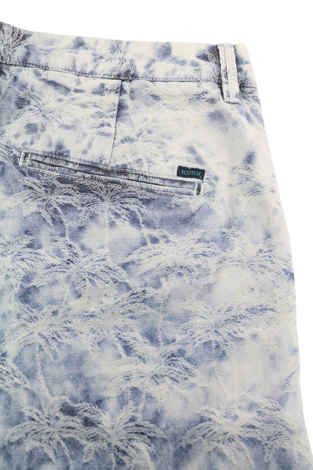 SCOTCH &amp; SODA vyriški šortai W29 Chino, mėlyni, siuvinėti, su užtrauktuku ir laisvalaikio stiliaus. 