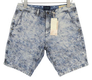 SCOTCH & SODA Men Shorts W31 Chino Washed Blue Embroidered Zip Fly Logo Casual