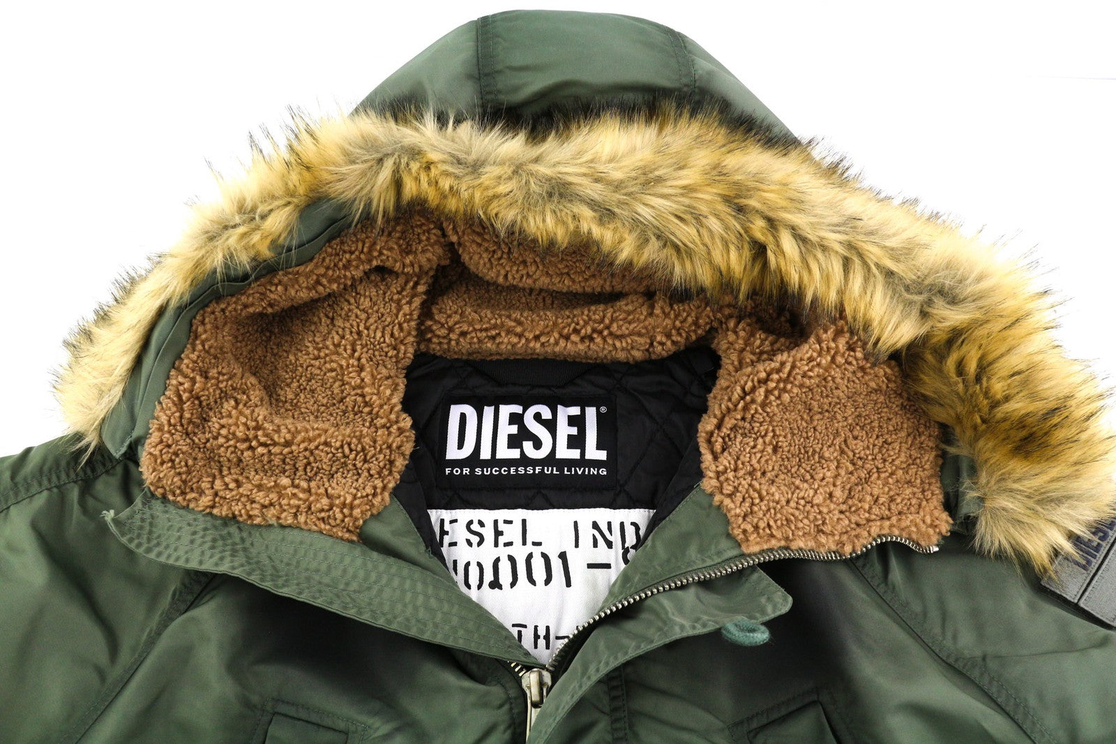 DIESEL W-Claud Mens Jacket L Oversized Parka RRP€395 Removable Faux Fur Hood
