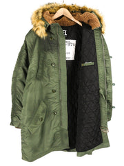 DIESEL W-Claud vyriška striukė L, didelė parka, su išimamu dirbtiniu kailiu, žalia, RRP 395 € 