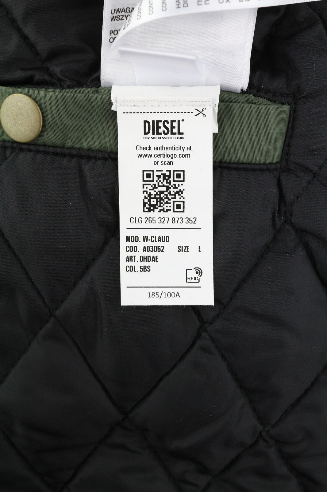 DIESEL W-Claud vyriška striukė L, didelė parka, su išimamu dirbtiniu kailiu, žalia, RRP 395 € 