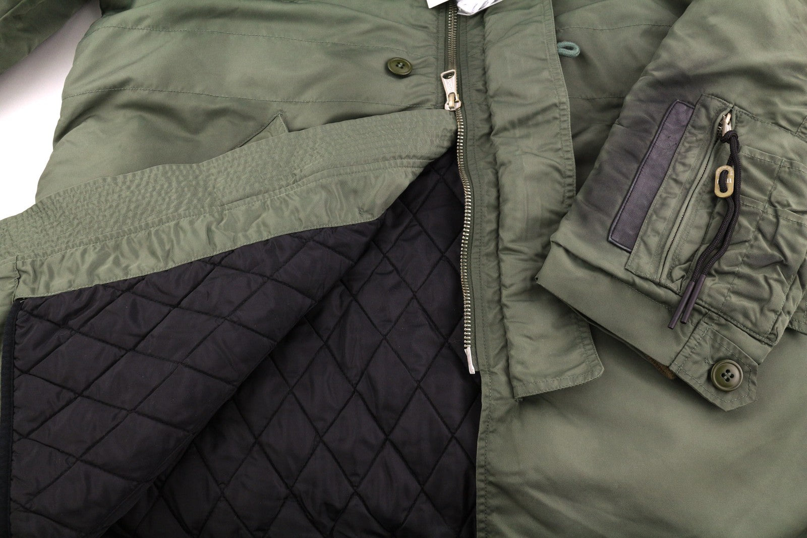 DIESEL W-Claud vyriška striukė L, didelė parka, su išimamu dirbtiniu kailiu, žalia, RRP 395 € 