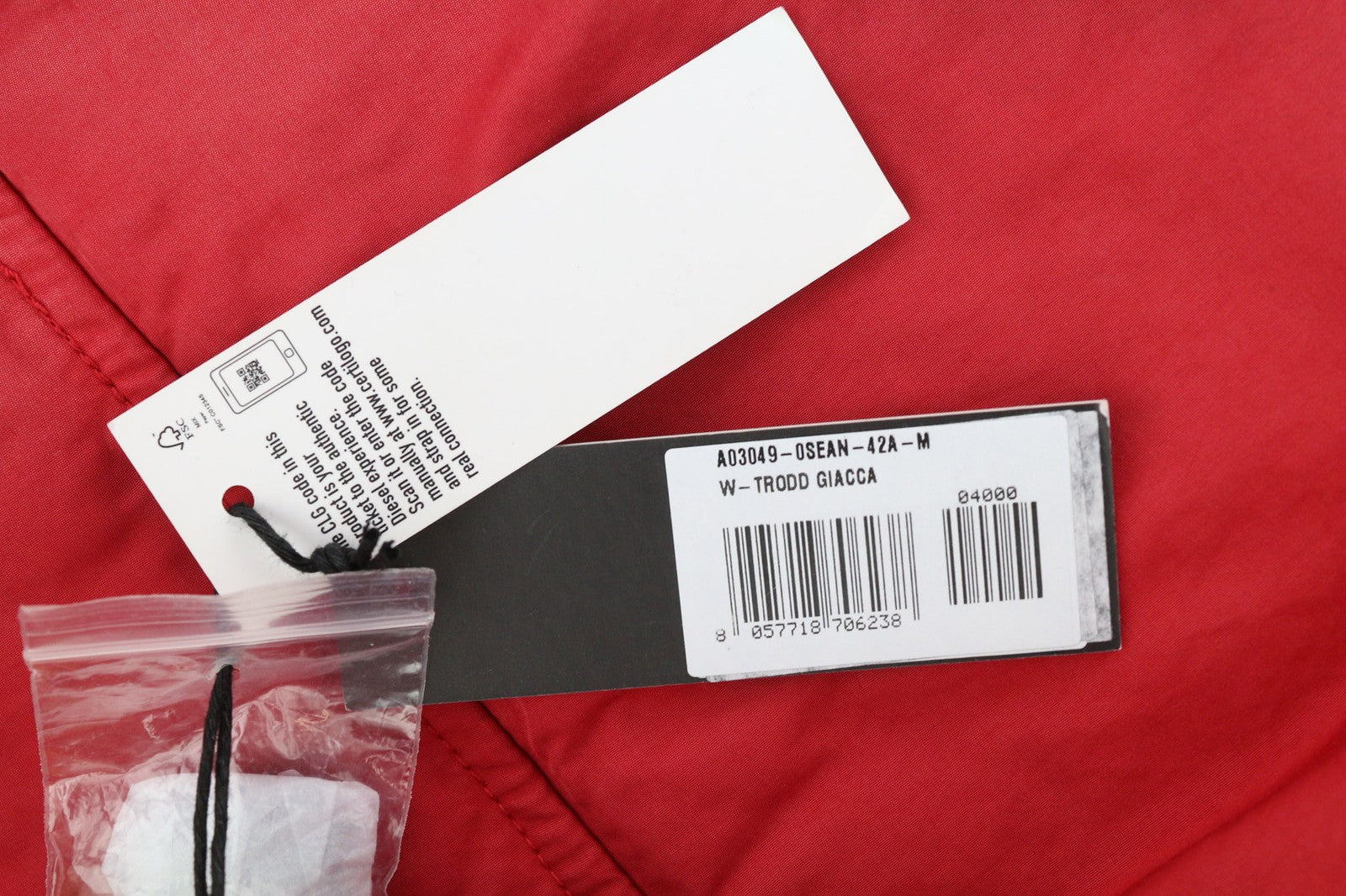 DIESEL W-Trodd Mens Jacket M Oversized Fleece Lined Hooded Coated RRP€395 Red