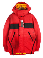 DIESEL W-Trodd Mens Jacket L Oversized Fleece Lined Hooded Coated Red RRP€395