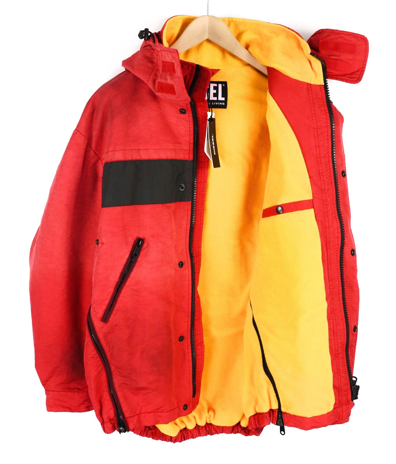 DIESEL W-Trodd vyriška striukė M su fliso pamušalu, gobtuvu ir gobtuvu, raudona, RRP 395 € 