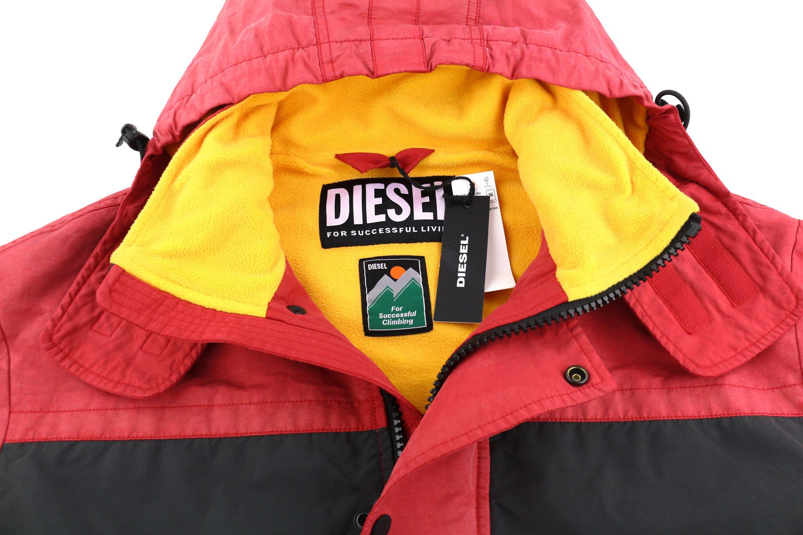 DIESEL W-Trodd vyriška striukė M su fliso pamušalu, gobtuvu ir gobtuvu, raudona, RRP 395 € 