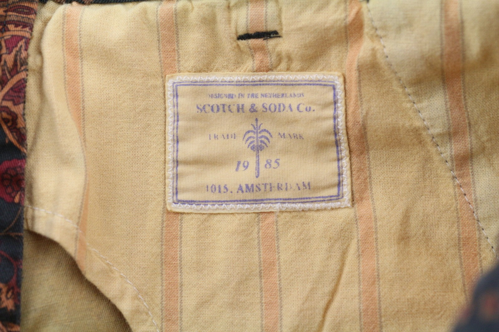 SCOTCH & SODA Men Shorts W33 Brown Paisley Pattern Zip Fly Logo Casual Chino