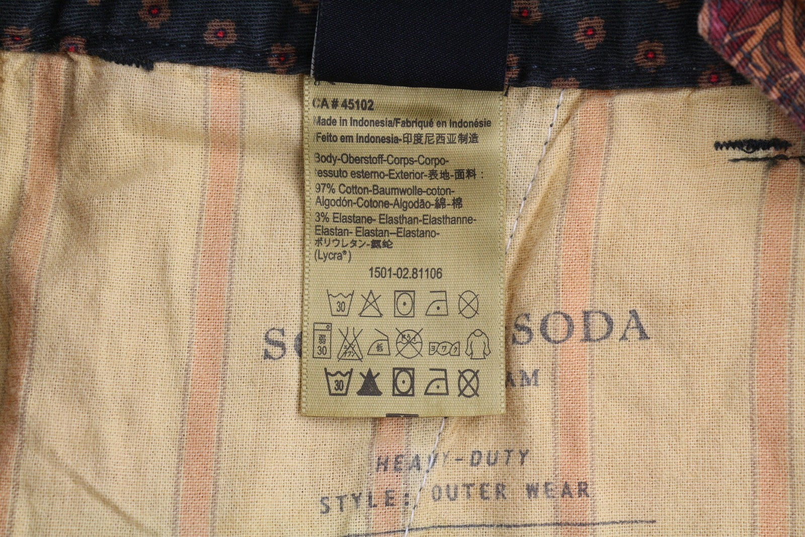 SCOTCH & SODA Men Shorts W33 Brown Paisley Pattern Zip Fly Logo Casual Chino