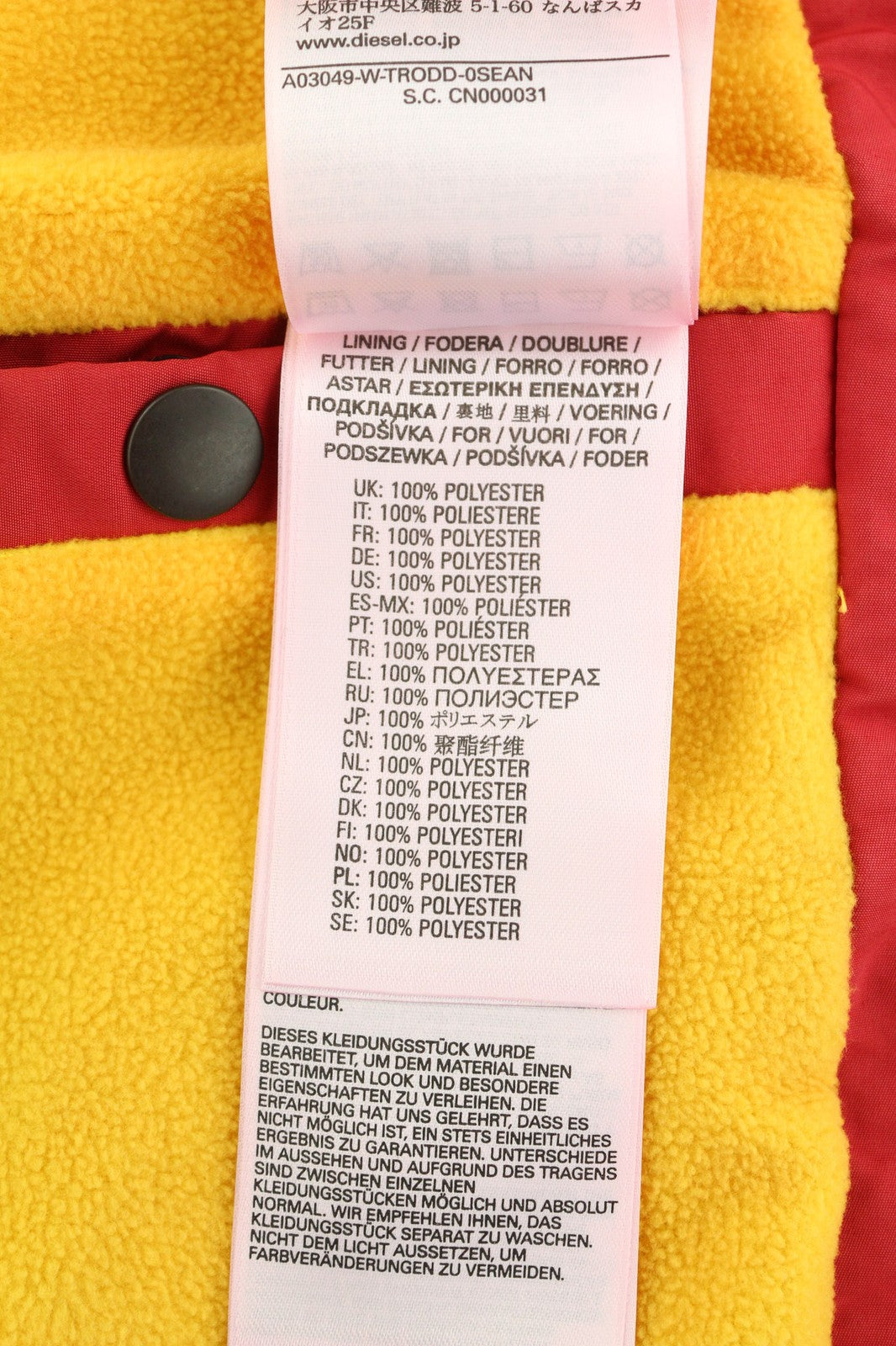 DIESEL W-Trodd vyriška striukė XL dydžio, su fliso pamušalu, gobtuvu ir gobtuvu, raudona, RRP 395 € 