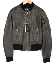 DIESEL L-Elia moteriška striukė M, bomber stiliaus, avikailio, odos, su užtrauktuku, pilka, RRP 795 €