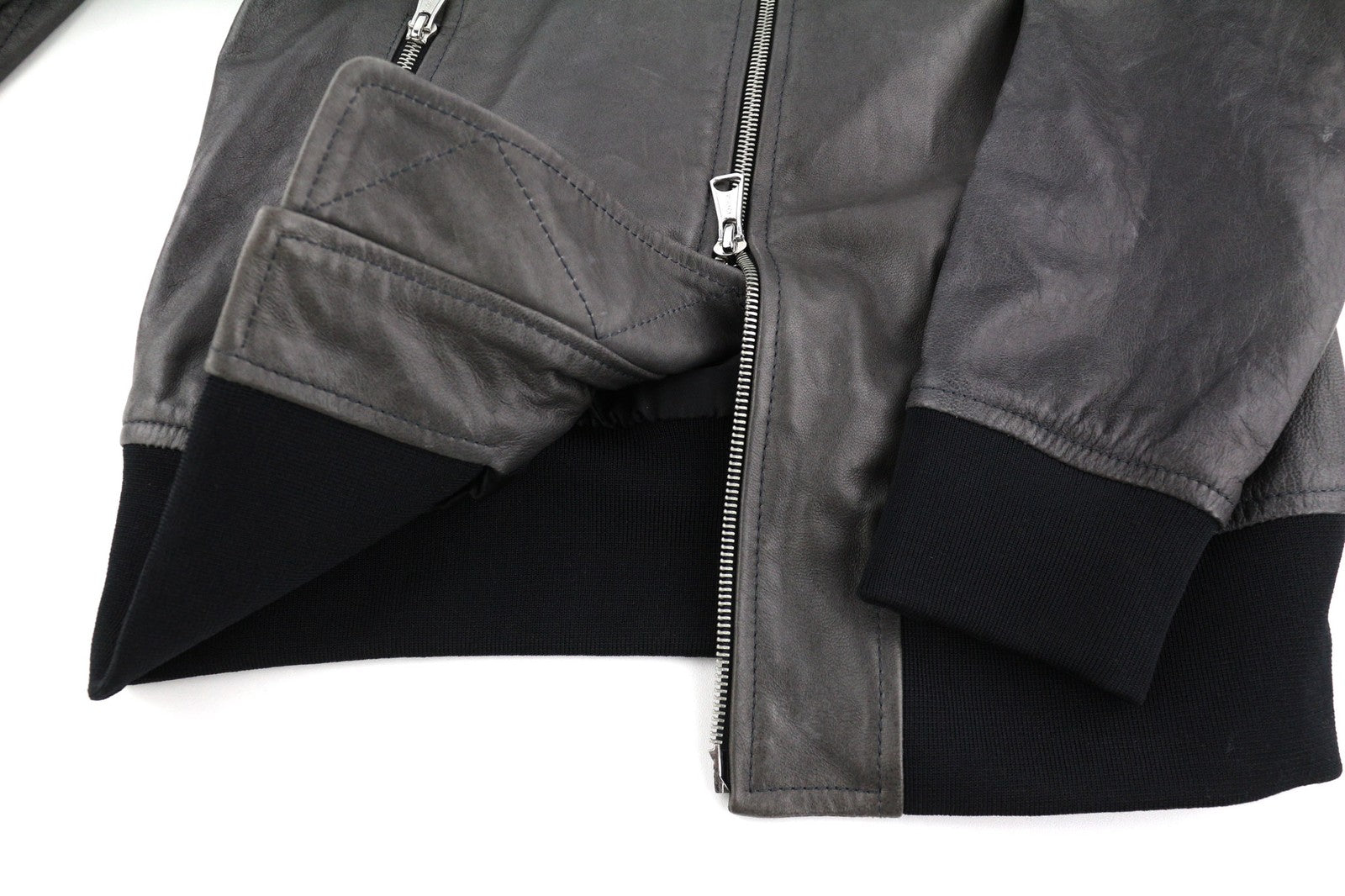 DIESEL L-Elia moteriška striukė M, bomber stiliaus, avikailio, odos, su užtrauktuku, pilka, RRP 795 €