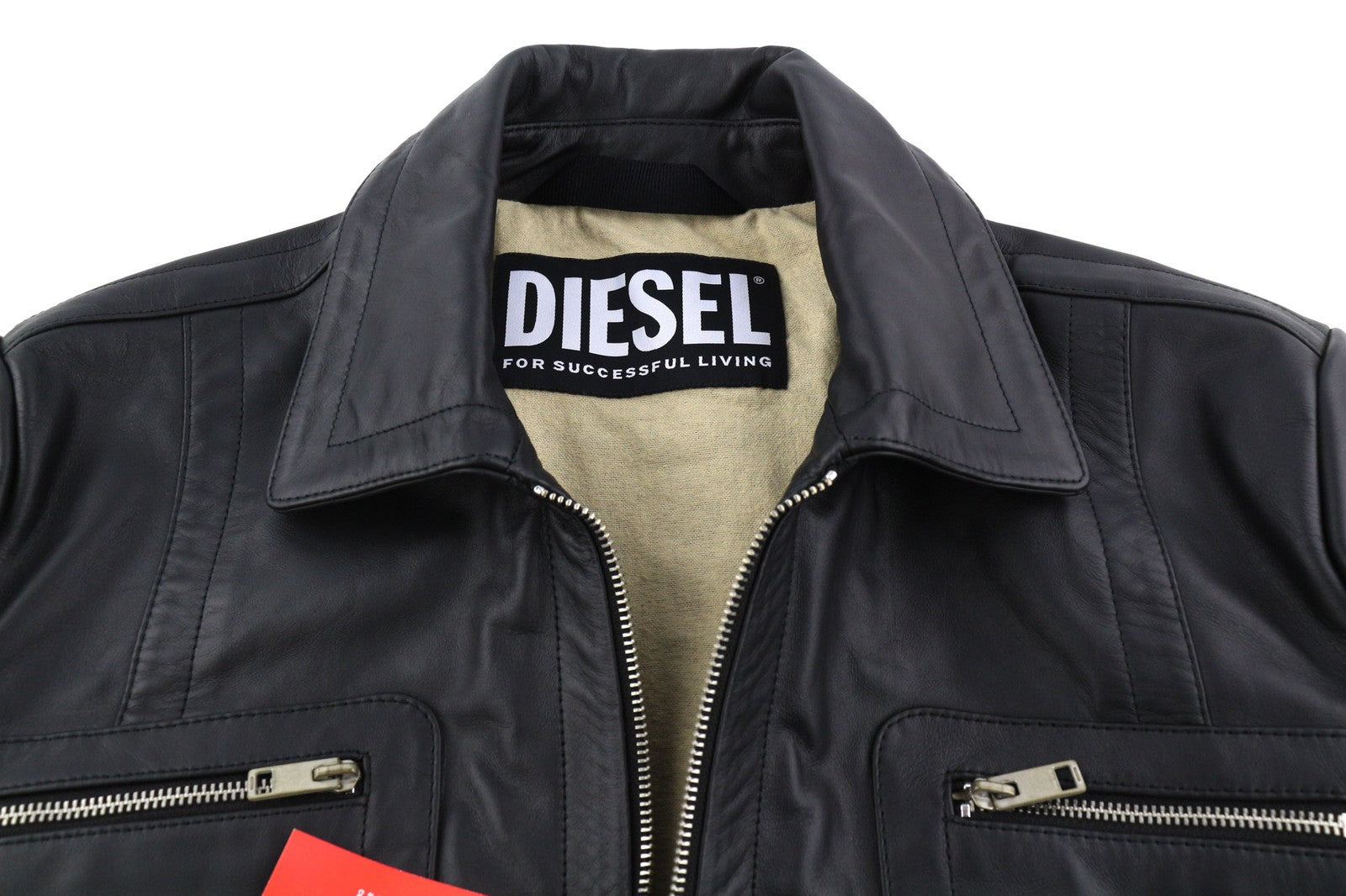 DIESEL L-Cale vyriška striukė L, juoda, su odiniu kaklo pamušalu, RRP 650 € 