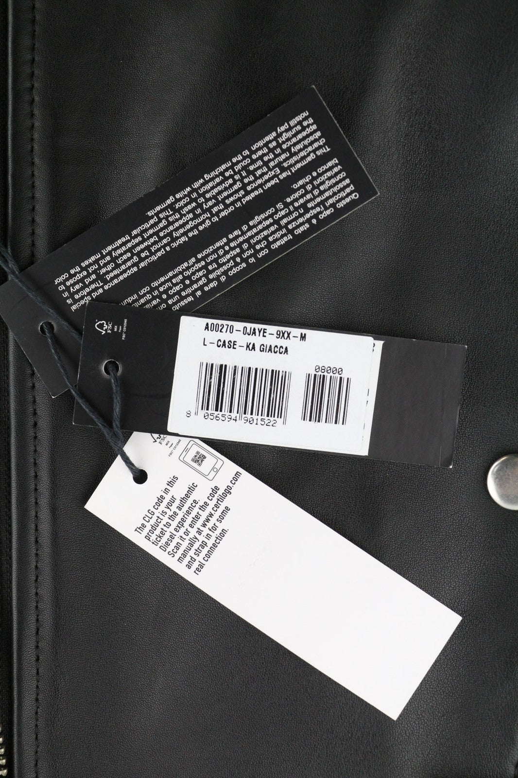 DIESEL L-Case-Ka vyriška striukė M, juoda, avikailio, odinė juostinė apykaklė, rekomenduojama kaina – 450 € 