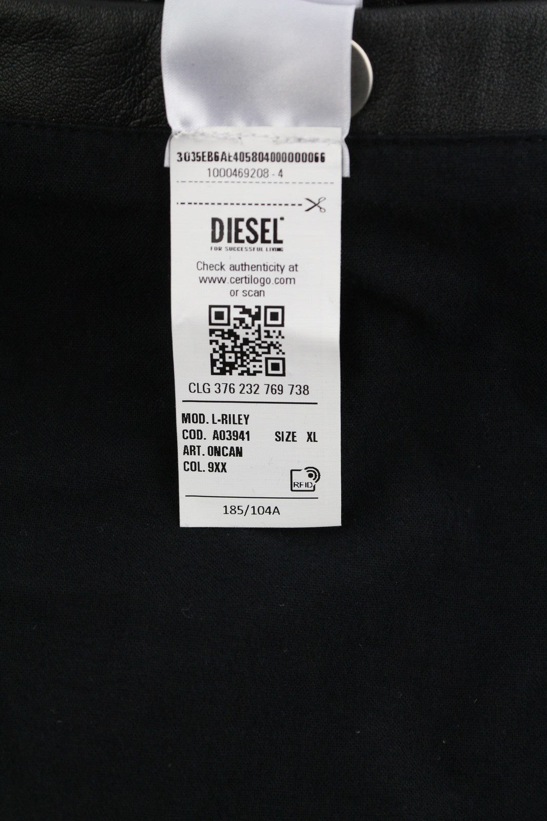 DIESEL L-Riley vyriška striukė XL dydžio, juoda, odinė, sendinto audinio, su sagomis, RRP 895 € 