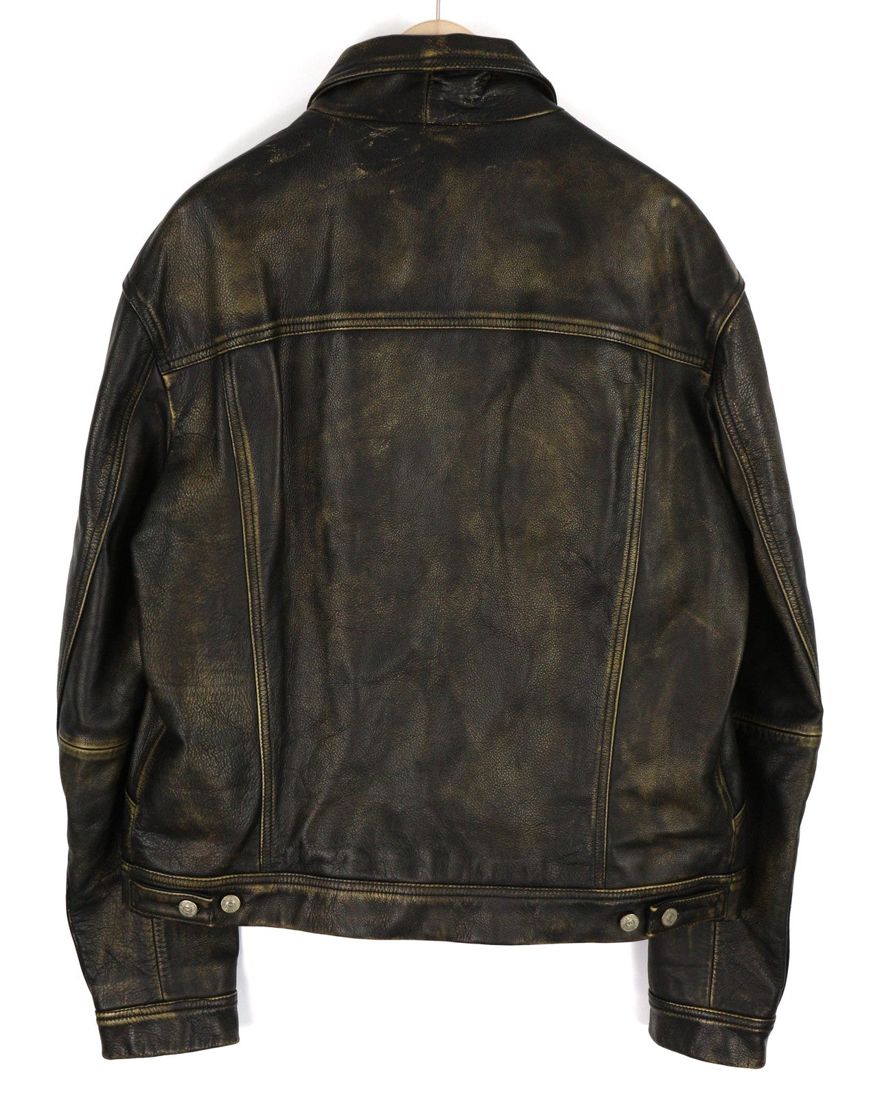 DIESEL L-Riley vyriška striukė XL dydžio, juoda, odinė, sendinto audinio, su sagomis, RRP 895 € 