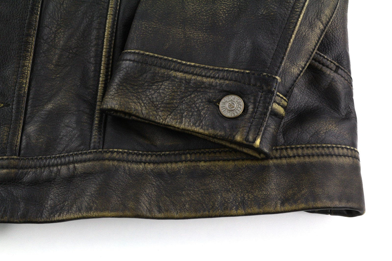 DIESEL L-Riley vyriška striukė XL dydžio, juoda, odinė, sendinto audinio, su sagomis, RRP 895 € 