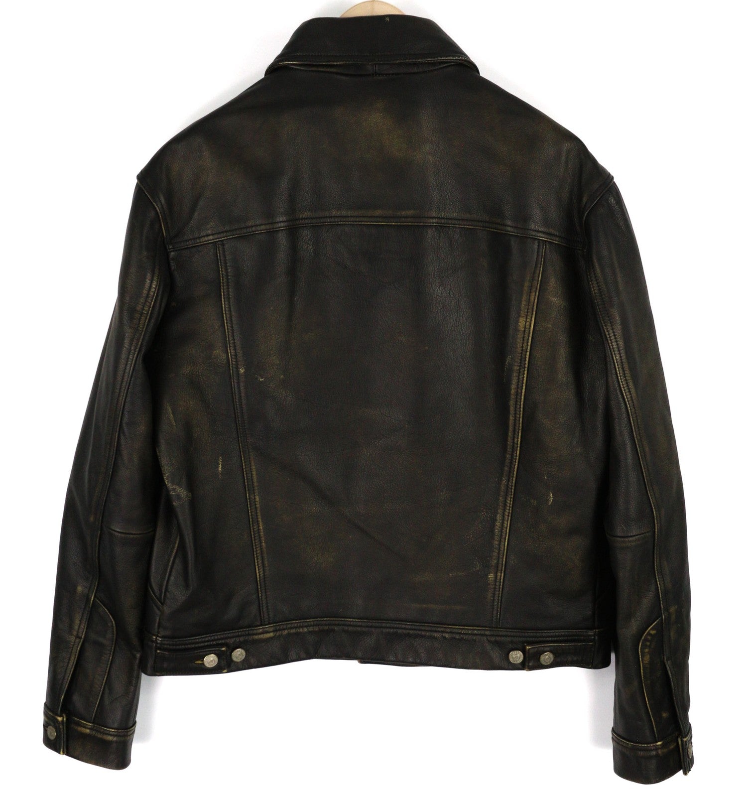 DIESEL L-Riley vyriška striukė L, juoda, odinė, sendinto stiliaus, su sagomis, RRP 895 € 