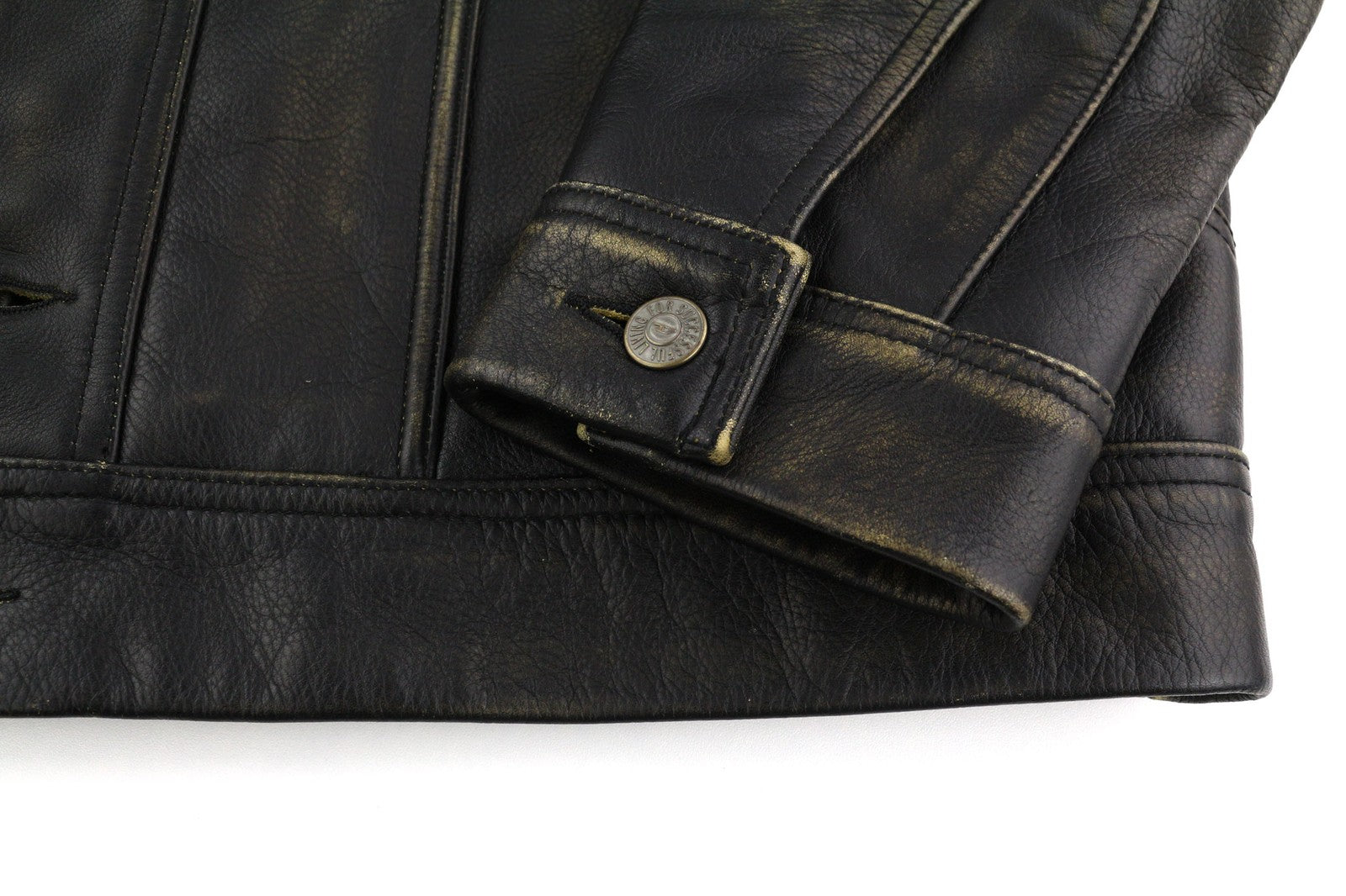 DIESEL L-Riley vyriška striukė L, juoda, odinė, sendinto stiliaus, su sagomis, RRP 895 € 