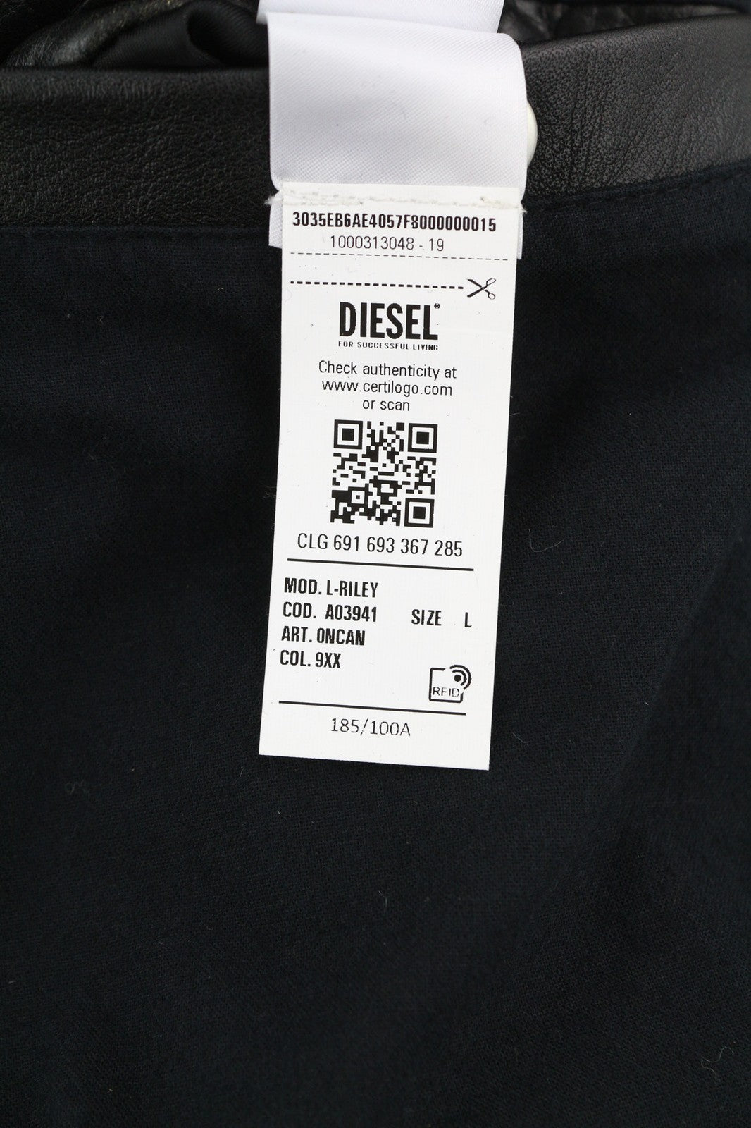 DIESEL L-Riley vyriška striukė L, juoda, odinė, sendinto stiliaus, su sagomis, RRP 895 € 