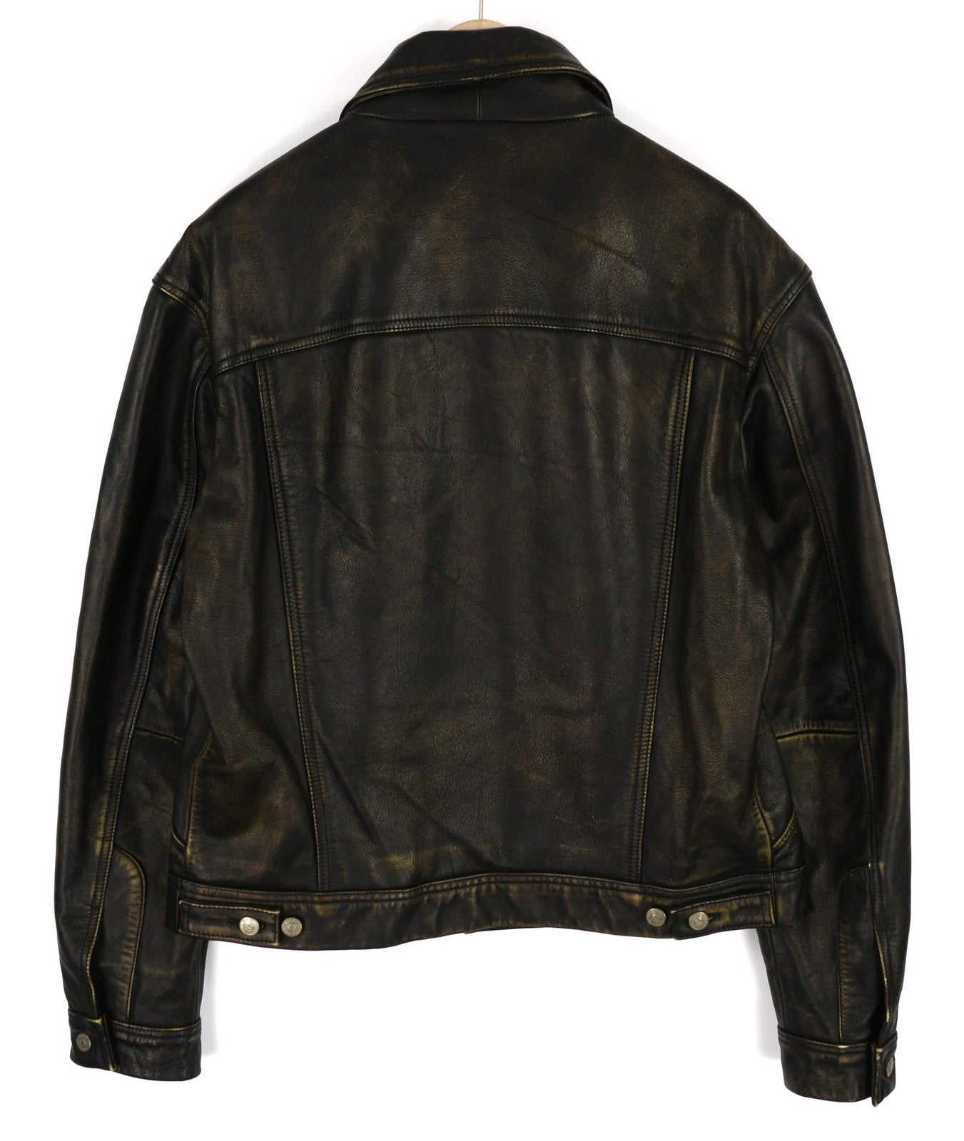 DIESEL L-Riley vyriška striukė L, juoda, odinė, sendinto stiliaus, su sagomis, RRP 895 € 