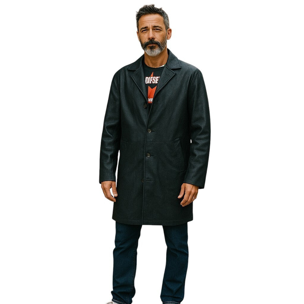 DIESEL L-Coat-CRK XL vyriškas ėriuko odos švarkas su įpjova ir sagomis, rekomenduojama kaina – 1195 € 