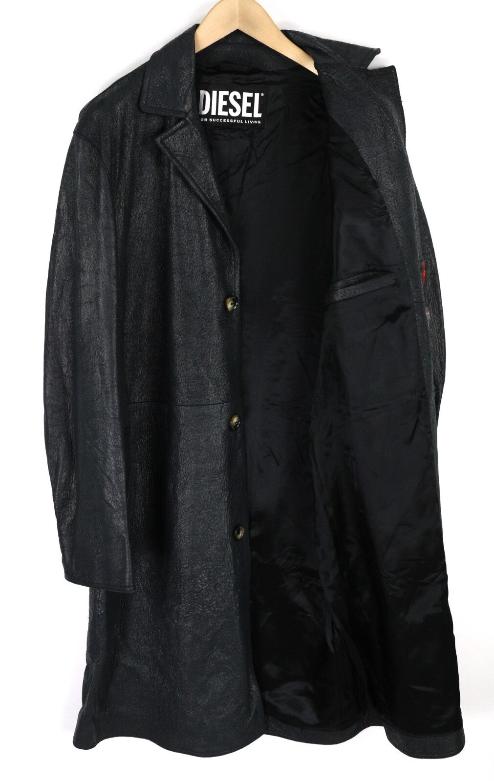 DIESEL L-Coat-CRK XL vyriškas ėriuko odos švarkas su įpjova ir sagomis, rekomenduojama kaina – 1195 € 