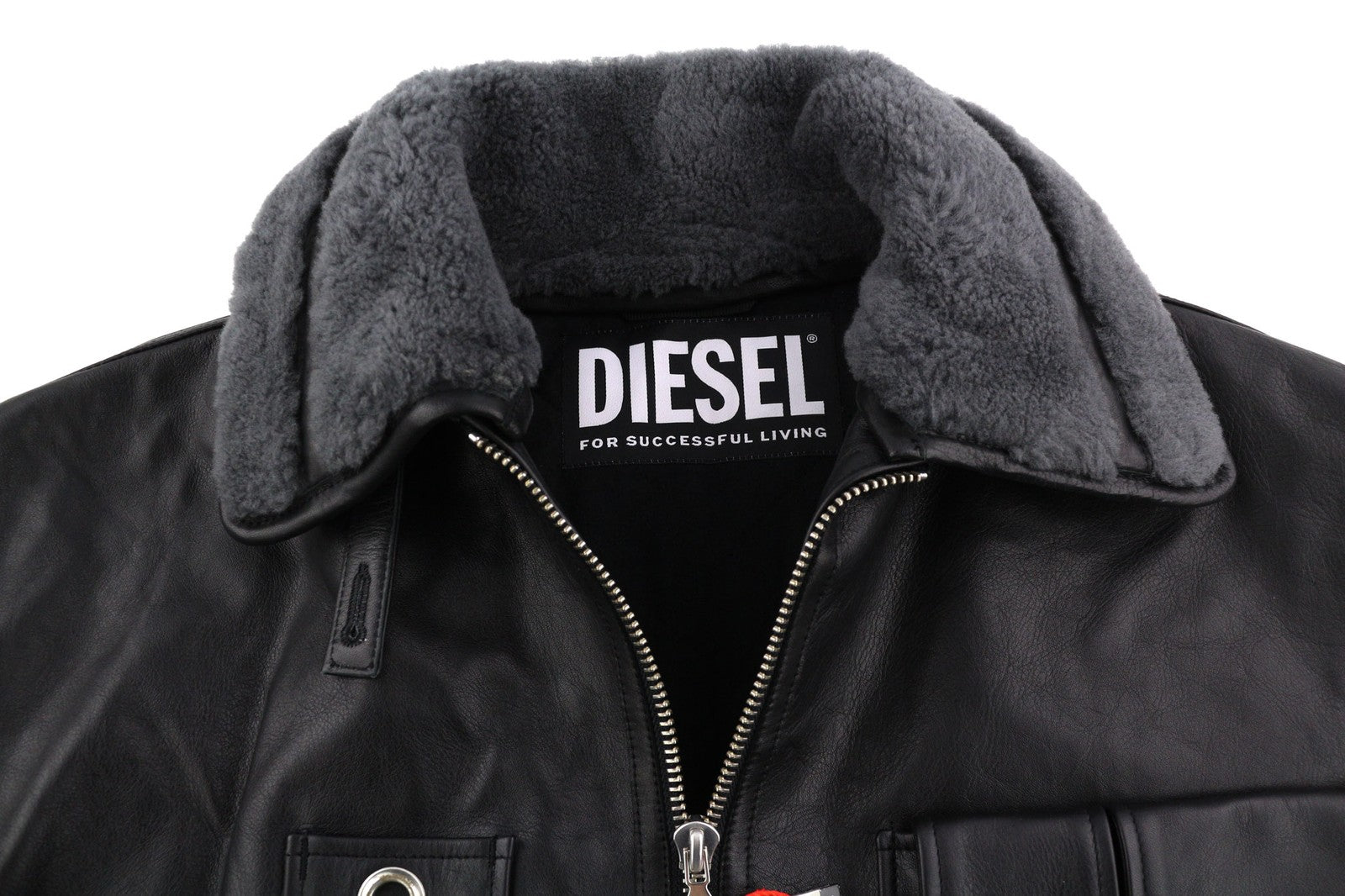 DIESEL L-Gilbert-Fur odinė vyriška striukė iš jaučio odos, avikailio, kailio, RRP 1095 € 