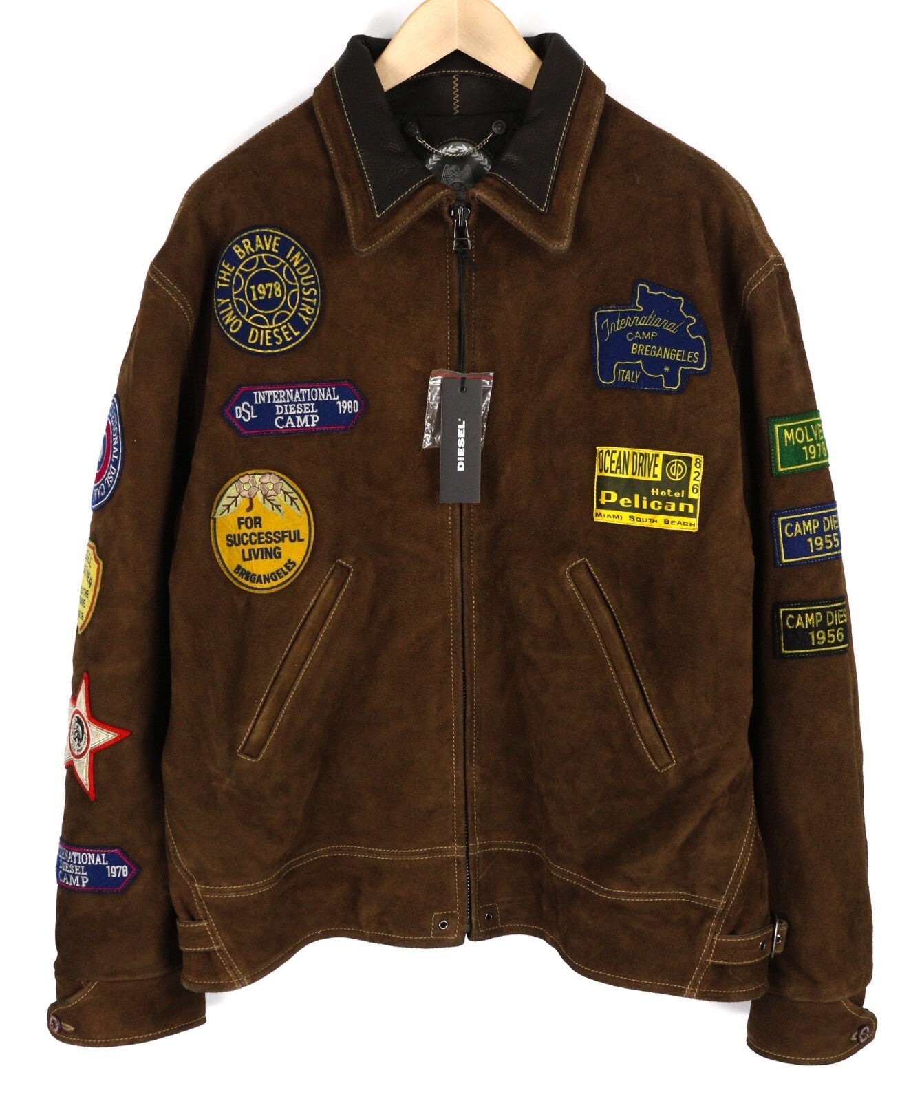 DIESEL D4D-3 odinė striukė, ruda, XL dydžio, zomša, jaučio oda, paminkštinta, rekomenduojama mažmeninė kaina – 1099 € 