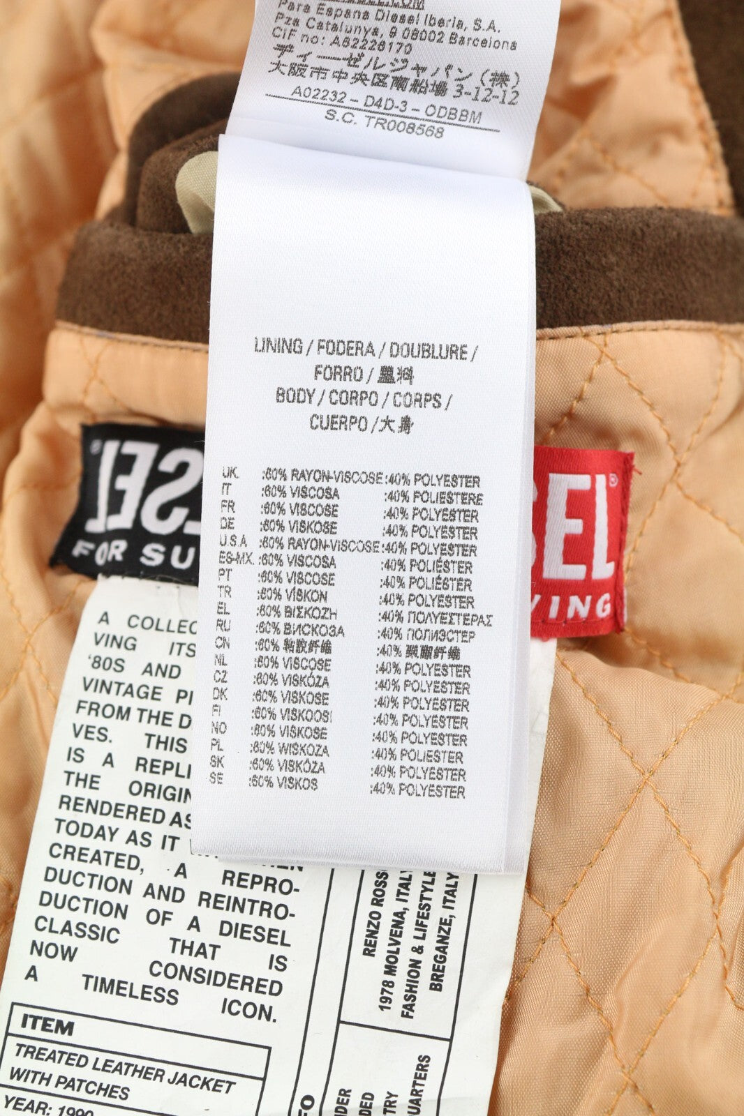 DIESEL D4D-3 odinė striukė, ruda, XL dydžio, zomša, jaučio oda, paminkštinta, rekomenduojama mažmeninė kaina – 1099 € 