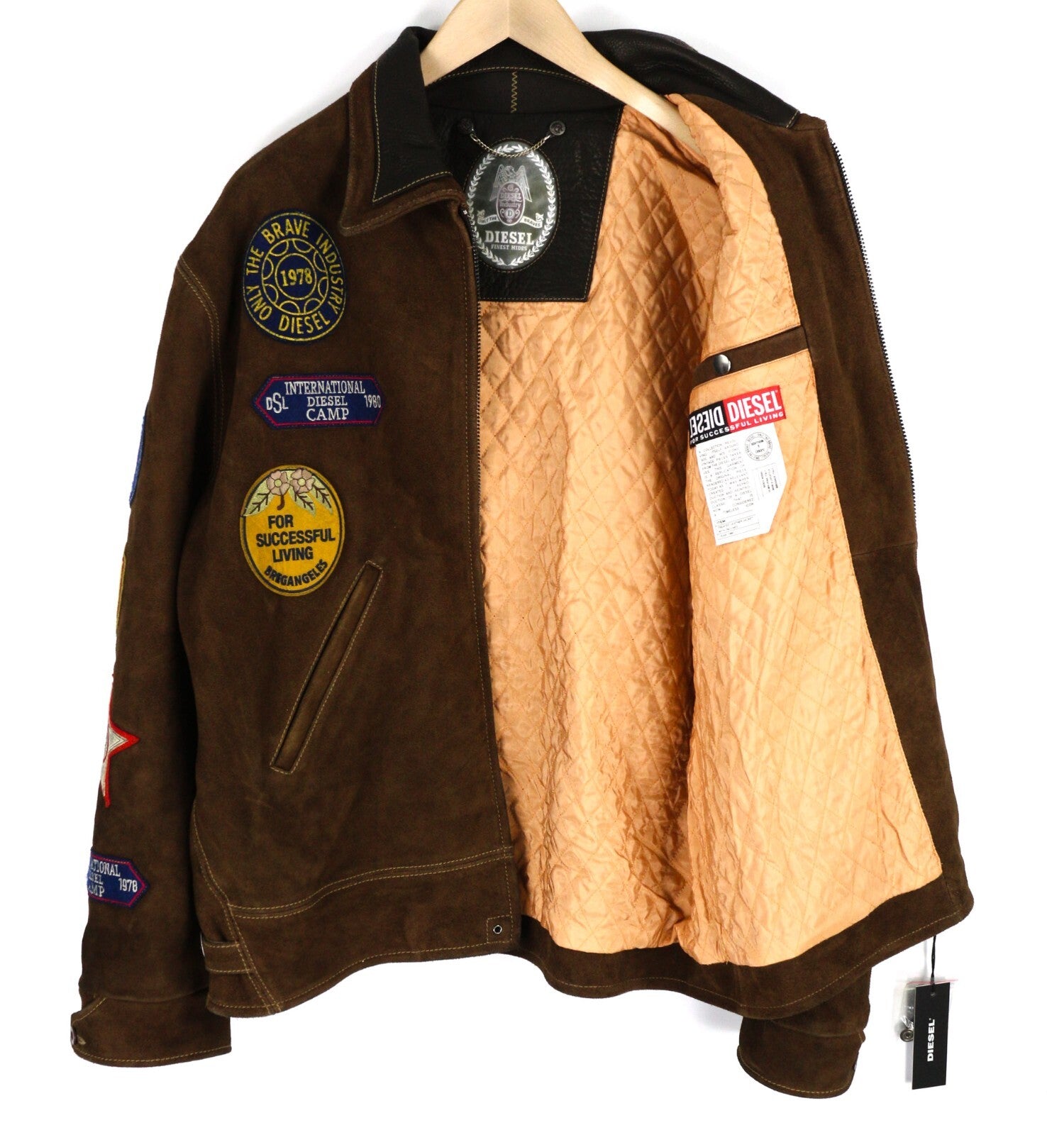 DIESEL D4D-3 odinė striukė, ruda, XL dydžio, zomša, jaučio oda, paminkštinta, rekomenduojama mažmeninė kaina – 1099 € 