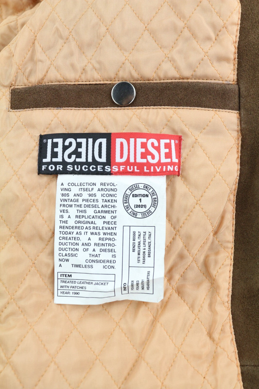 DIESEL D4D-3 odinė striukė, ruda, XL dydžio, zomša, jaučio oda, paminkštinta, rekomenduojama mažmeninė kaina – 1099 € 