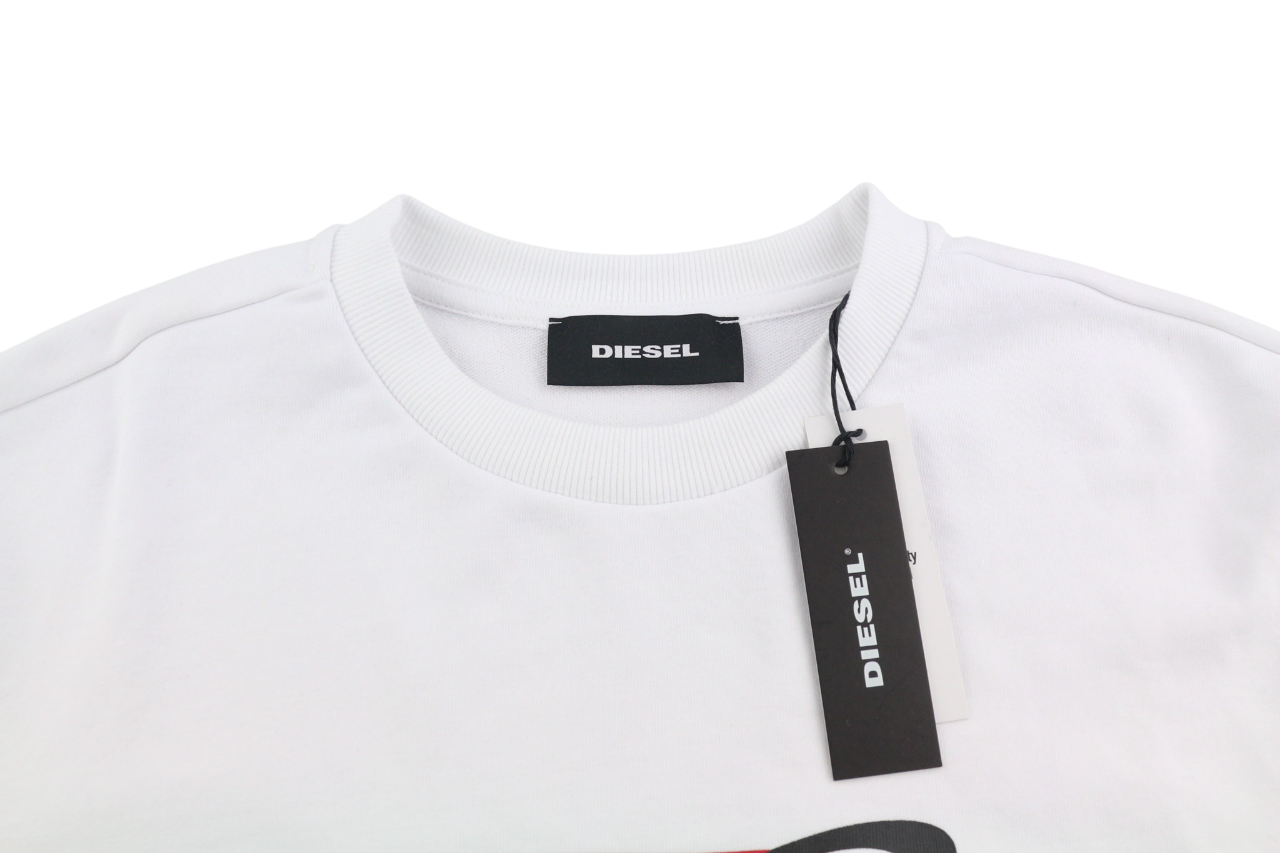 DIESEL S-Girk-K23 vyriškas džemperis, XL dydžio, baltas, su apvalia apykakle priekyje, RRP90