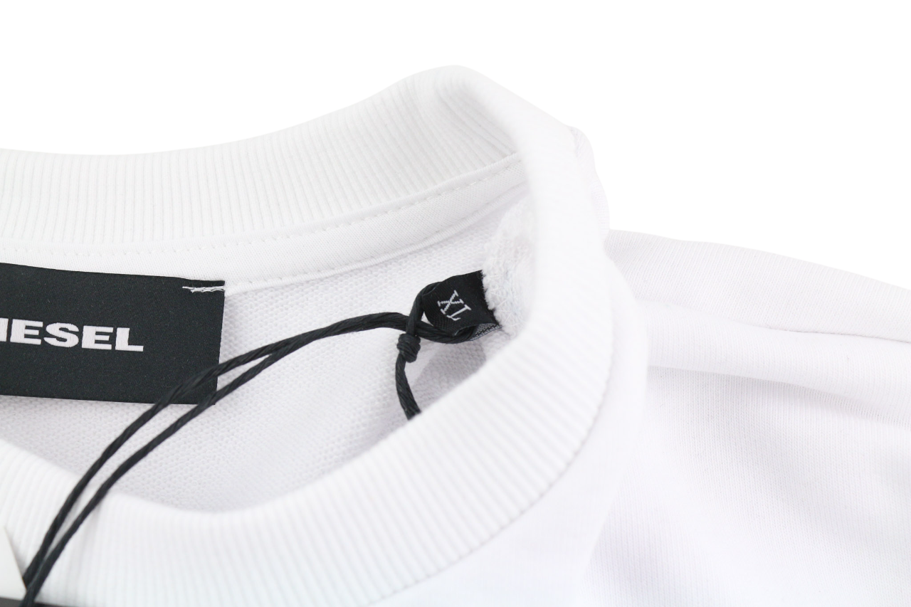DIESEL S-Girk-K23 vyriškas džemperis, XL dydžio, baltas, su apvalia apykakle priekyje, RRP90
