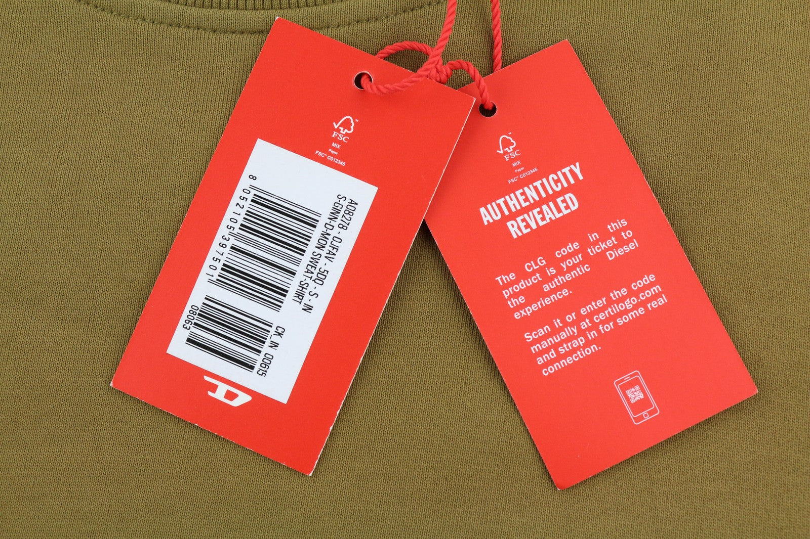 DIESEL S-Ginn-D-Mon vyriškas džemperis su vidutinio rudumo apvalia apykakle, RRP 175 € 