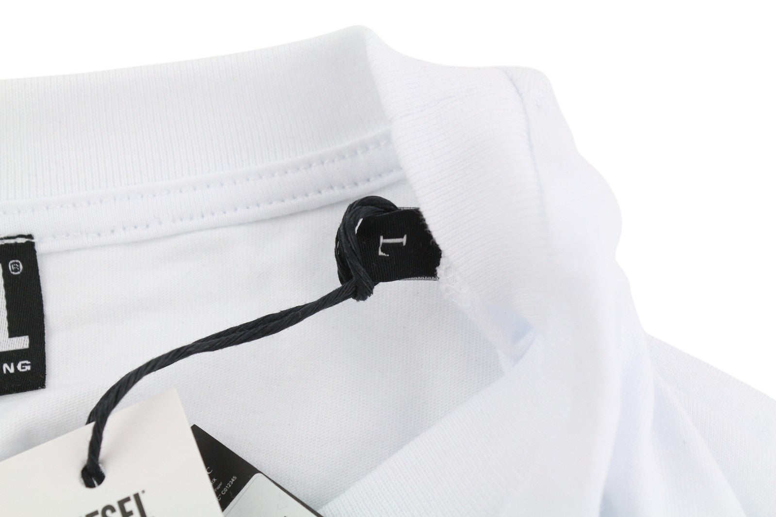 DIESEL T-Just-LS-Slits-B53 vyriški marškinėliai L dydžio, balti, megztiniai su apvalia apykakle, trikotažiniai marškinėliai