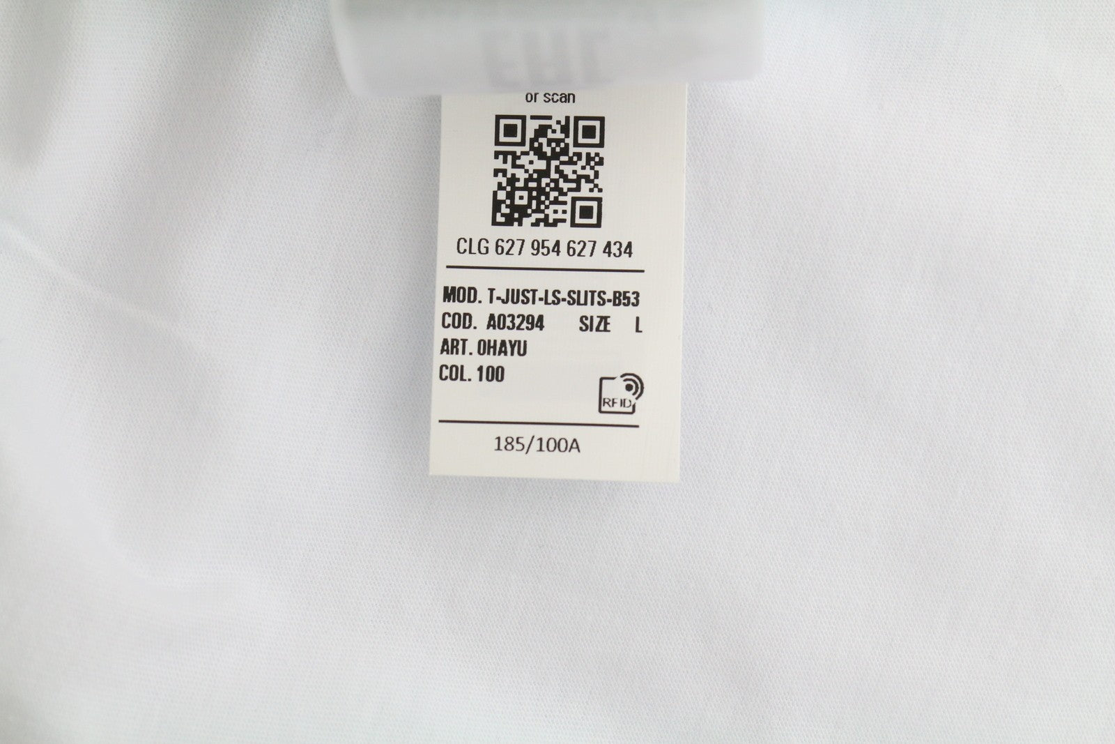 DIESEL T-Just-LS-Slits-B53 vyriški marškinėliai L dydžio, balti, megztiniai su apvalia apykakle, trikotažiniai marškinėliai