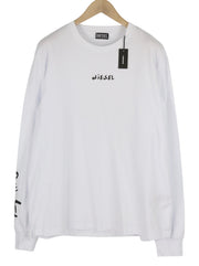 DIESEL T-Just-LS-Slits-B53 vyriški marškinėliai XL dydžio, balti, su apvalia apykakle 